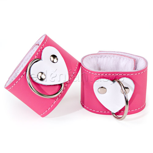 Pink heart wrist restraints - wrist cuffs