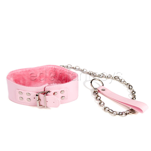 Pink plush collar and leash - sex toy