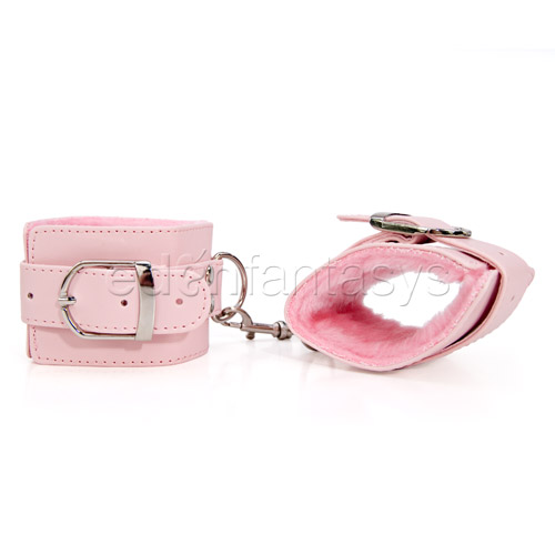 Pink plush wrist cuffs - sex toy